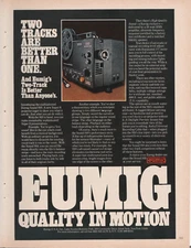PRINT AD 1978 Eumig 910 Super 8 Projector 2 Tracks Better 1 Quality In Motion