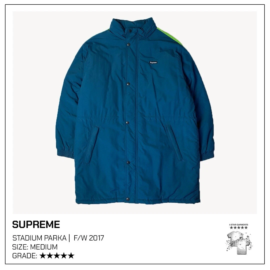 Logo scatola parka Supreme Stadium medio ardesia autunno inverno 17 eccellente