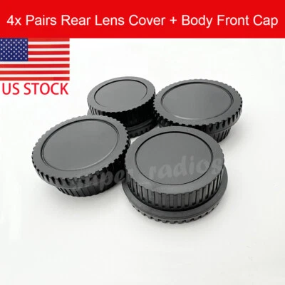 4pcs Rear Lens Cover + 4pcs Camera Body Front Cap for Canon EOS EF DSLR SLR Lens