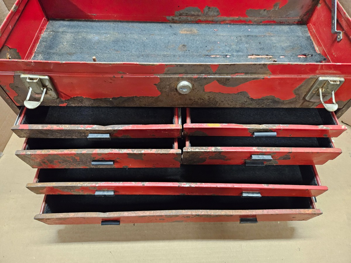 Vintage Kennedy 520-G Rare Factory Gov't Red 7 Drawer Machinist