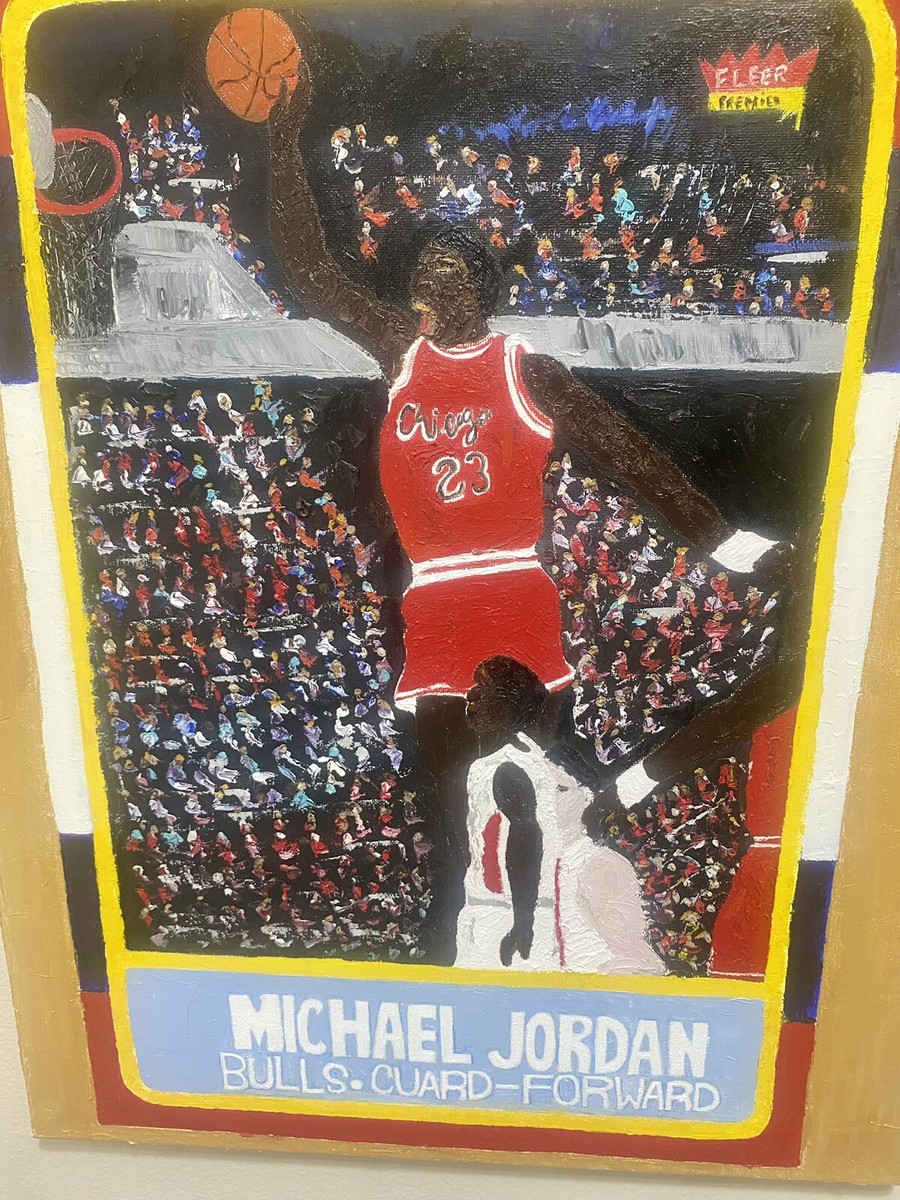 Michael Jordan 1986 Fleer Famous Dunk Card Painting 16x20 Original