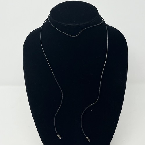 PANDORABlack Leather Lariat Cord Adjustable Necklace with Sterling TipsRETIRED eBay