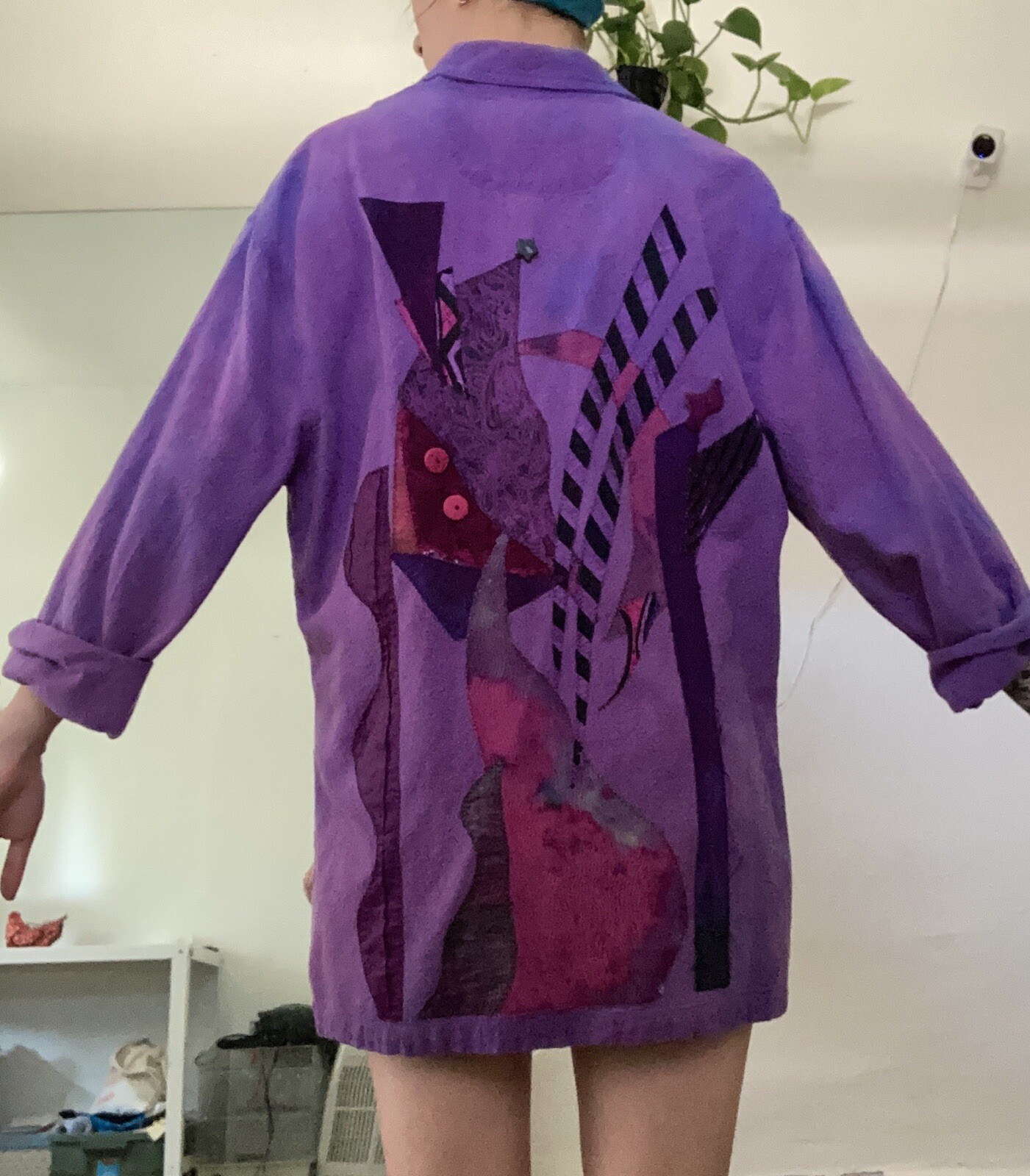 Lightweight Purple Patchwork Abstract Cotten Jack… - image 4