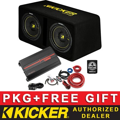 KICKER 600W DCWC122 12'' CAR AUDIO SUB PACKAGE + DS18 CLASS D AMP + 4AWG KIT