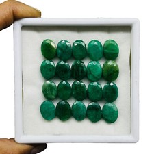 20 Pcs Natural Emerald 14-15.5mm Stunning Green Ring Size Loose Gemstones Lot