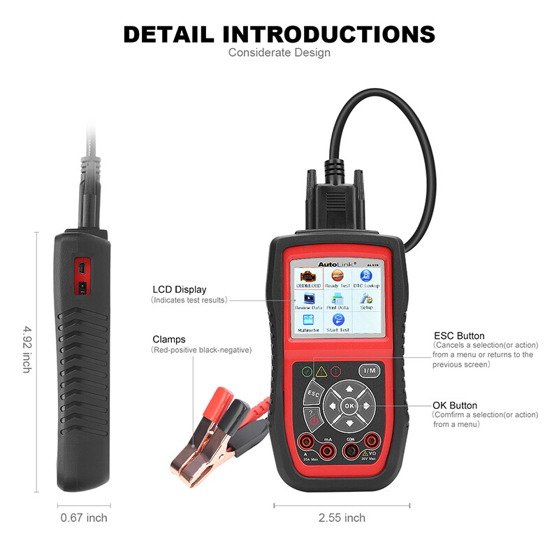 Autel AL539B Car OBD2 Scanner Diagnostic Tool Battery Tester Auto Code Reader eBay