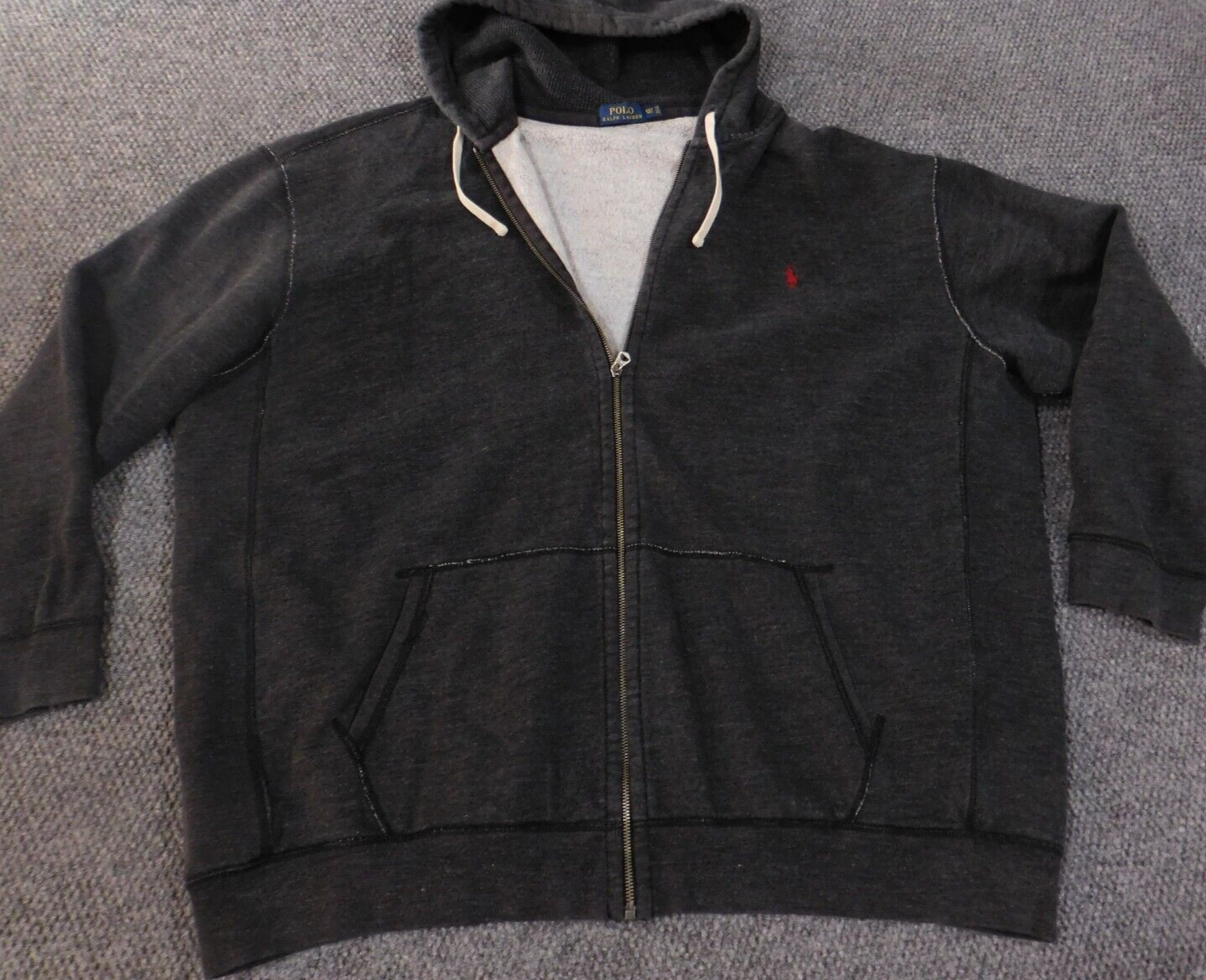 Polo Ralph Lauren felpa con cappuccio uomo 4XLT nera full zip pony elasticizzata foderata pesante