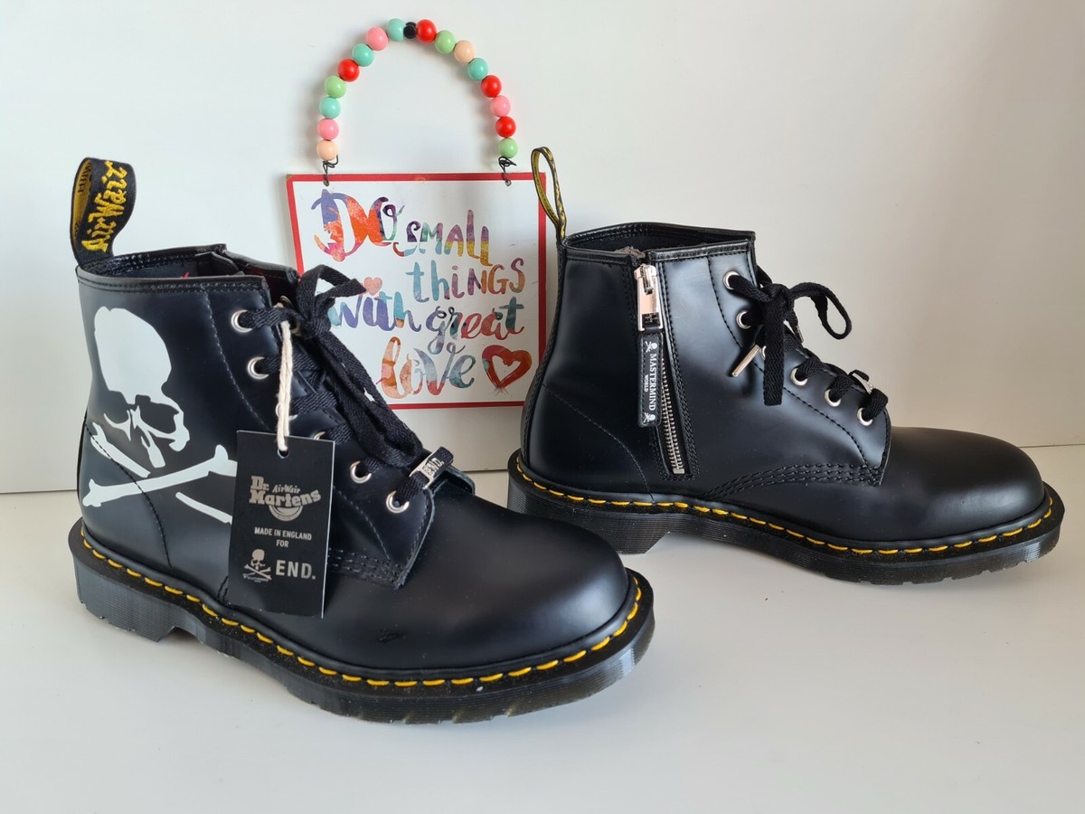 Men's Dr Doc Martens X 101 Mastermind End Black World white skull