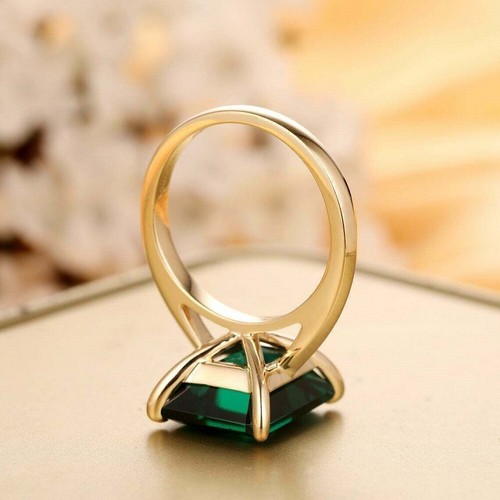 6.0Ct Emerald Shape Emerald Solitaire Engagement Ring in 14k Yellow Gold Plated - Picture 4 of 10