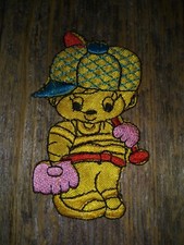 New Girl Playing Baseball Patch Pink Glove & Red Bat Wearing Ball Cap Yellow Gal