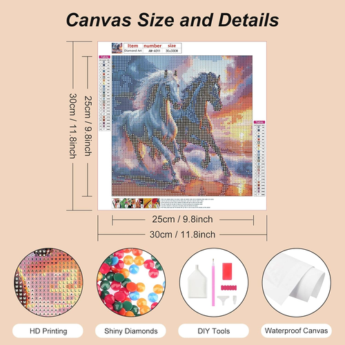 Diamond Painting Kit for Adults, 5D Horse Diamond Art for Beginners - DIY Full D - Picture 4 of 7