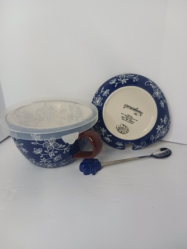 Temp-tations By Tara Blue Floral Lace 24 Oz Soup Bowl With Lid And Spoon - Picture 7 of 14