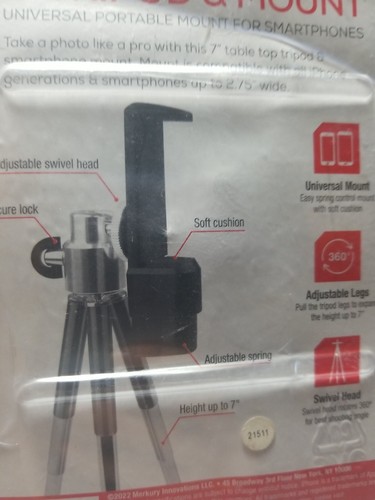 Smartphone Merkury 7" trépied et support noir argent support métal haute qualité - Photo 10 sur 19