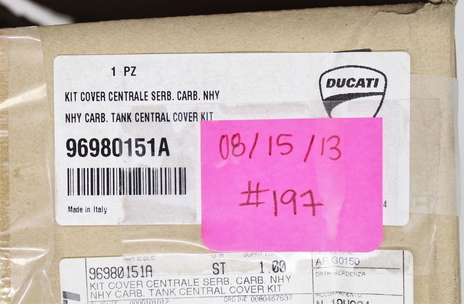 Ducati Tank Central Cover Kit Part Number - 96980151A