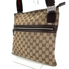 Vintage Gucci GG Supreme Messenger Bag Brown Canvas Leather Crossbody Unisex