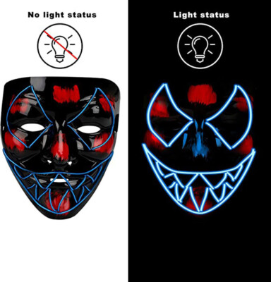 Halloween Clubbing Light Up LED Evil Venom Mask Club Night Rave Cosplay Party