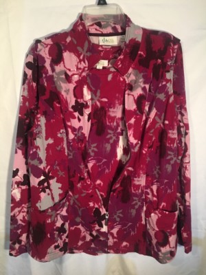 Denim & Company Active Womens 2 Piece Vest Blouse Set Sz L Pink B2*N