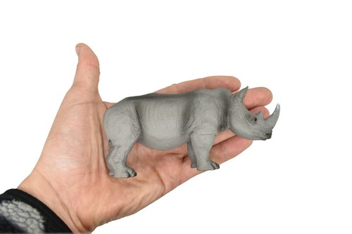 Rhino, White Rhinoceros Toy Plastic Realistic Model Figurine 5.5" M079 B644 - Bild 5 von 7