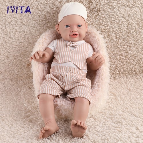 23'' Ganzkörper-Silikon-Big-Boy-Puppe Lebensechte Reborn-Baby-Neugeborene IVITA - Bild 5 von 9