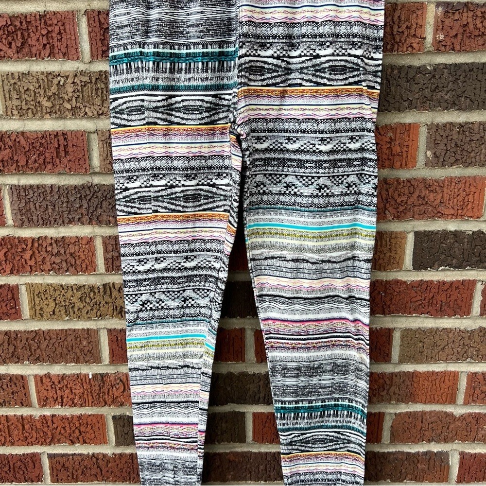 Multicolored Aztec Abstract Patterned Leggings Pa… - image 2