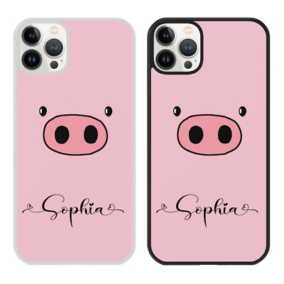 Personalisierte Handyhülle mit Namen SÜSSES SCHWEINCHENGESICHT für iPhone Samsung Kawaii Geschenkidee