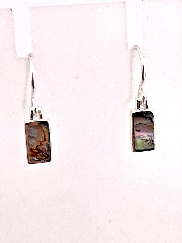 Su Thailand 925 Sterling Silver Abalone Paua Shell Drop Earrings 3/4
