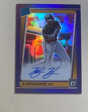 2021 Optic Baseball KeBryan Hayes Purple Rated Rookie Auto /150 Pirates RC#P8313