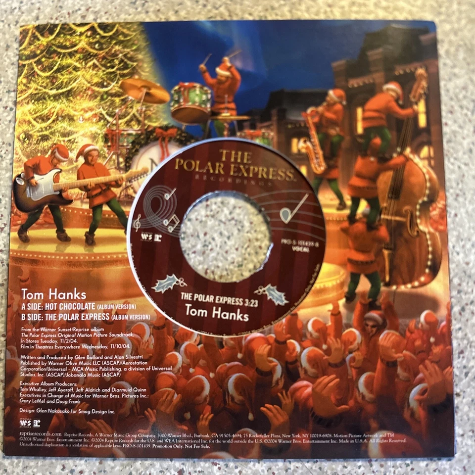RARE PROMO FYC 7" RECORD Tom Hanks POLAR EXPRESS /HOT CHOCOLATE - Image 2 of 3