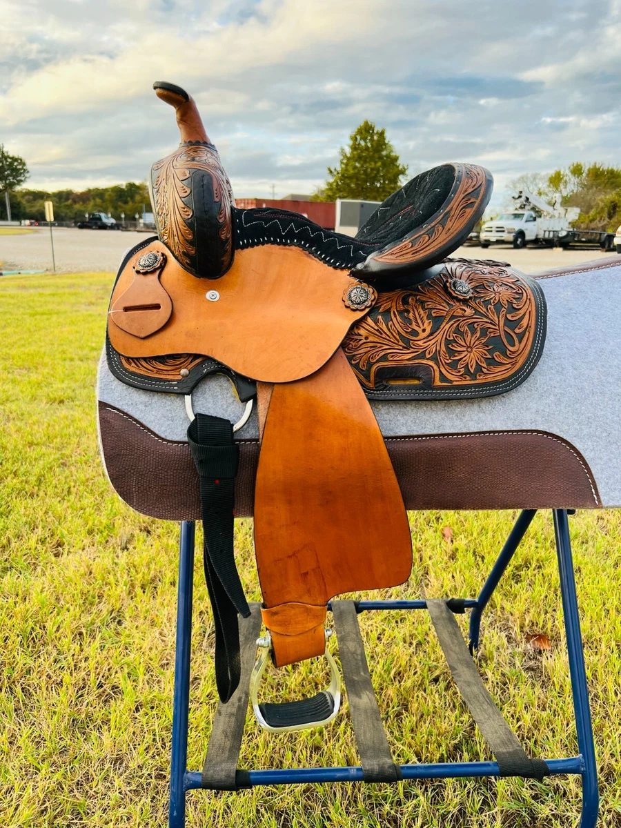 WESTERN LEATHER PREMIUM Barrel Racing Horse Selle Tack Tack 14'' À 18 WESTERN LEATHER PREMIUM Barrel Racing Horse Selle Tack Tack 14'' À 18