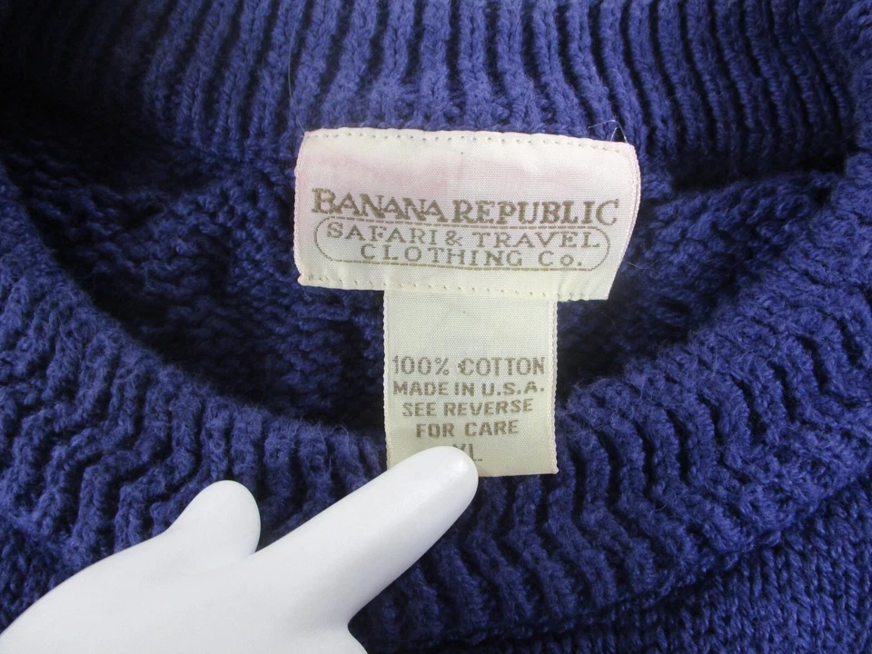 VTG Banana Republic Purple Sweater Mens XXL Cable Knit Cotton Made USA 90s 80s - Image 3 of 4