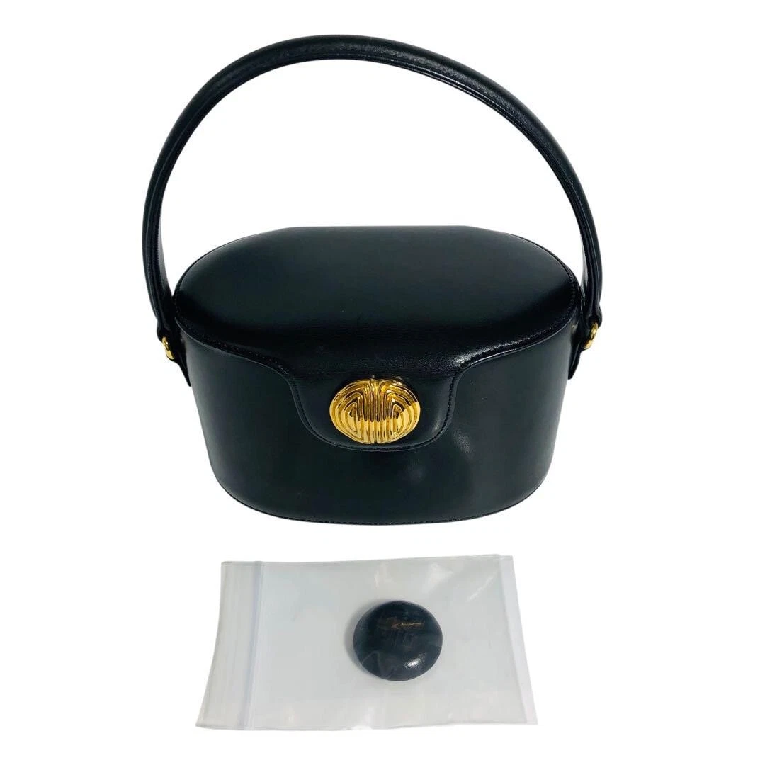 GIVENCHY Borsa donna formale manico superiore borsetta nera oro logo bottone autentica