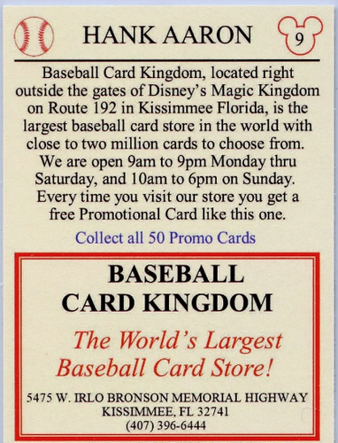 1988 Baseball Card Kingdom Hank Aaron Promo Card #9 - Picture 2 of 2