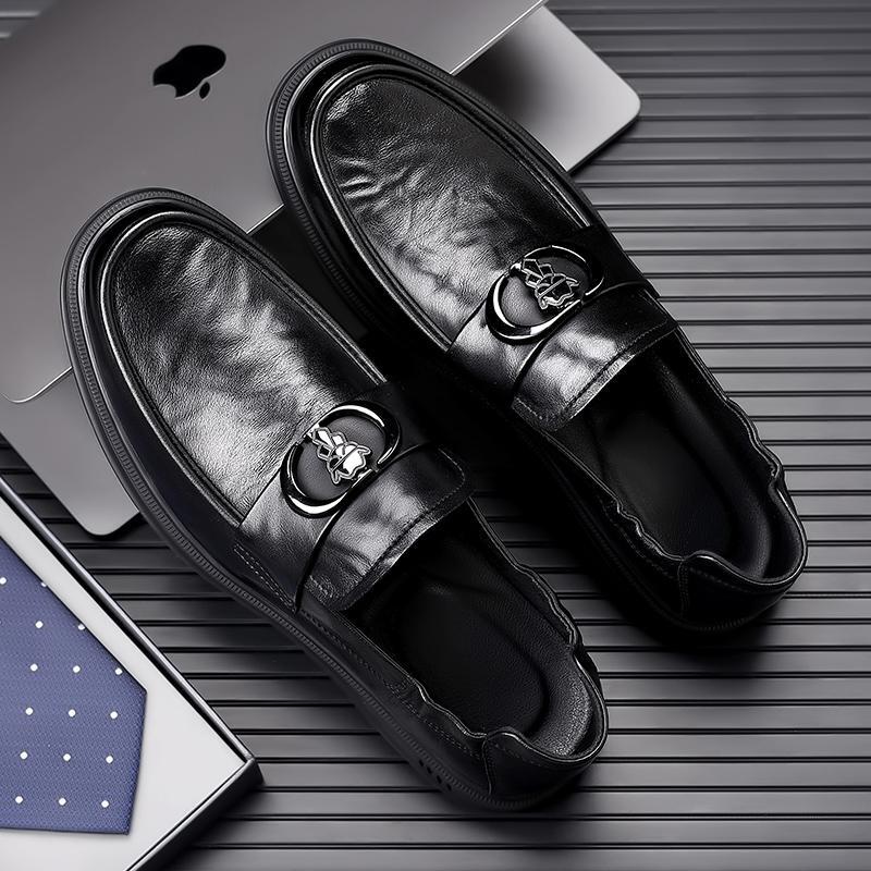 SAOLA Scarpe comode morbide da uomo leisure retrò britanniche business Oxford pull on punta rotonda