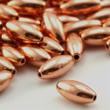 Bulk Pack of 50 Solid India Shiny Copper 9x4mm Smooth Oval Spacer Beads