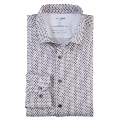Olympus Level Five 24/Seven Mens Business Shirt Beige Patterned 218464 22 Natural
