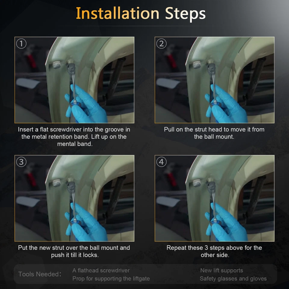2 Front Hood Charged Gas Lift Supports Shocks Struts For 2009-13 Dodge RAM 1500 Foto 4 de 4