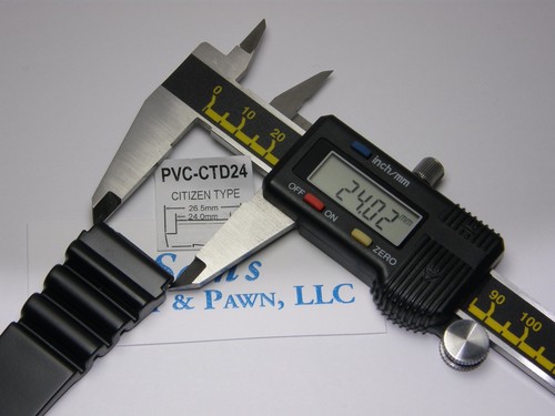 24mm Black Heavy Rubber Diver Watch Band  (Citizen Aqualand Type/Style)  #CTD24 - Picture 7 of 10