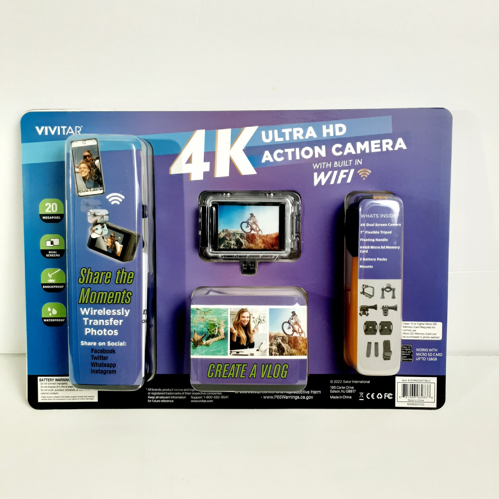Vivitar 4K Ultra HD Action Camera Kit With Built In WiFi