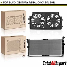 New Radiator & Dual Cooling Fan with Shroud Kit for Buick Century Regal 00-01