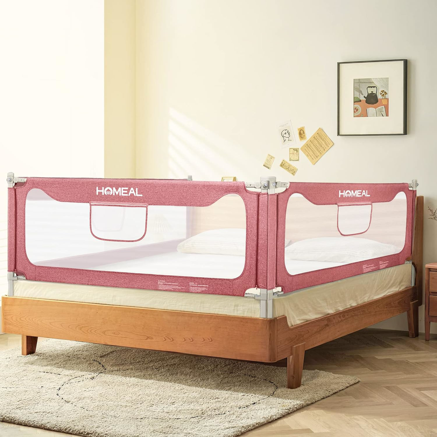 HOMEAL Toddlers Bed Rail with U-shape Base, Upgrade Bed Rail for Toddlers, Baby