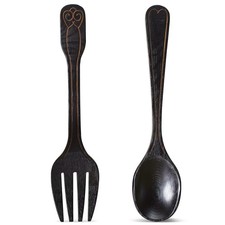 Yulejo Large Fork and Spoon Wall Decoration Rustic Kitchen 2 Black 