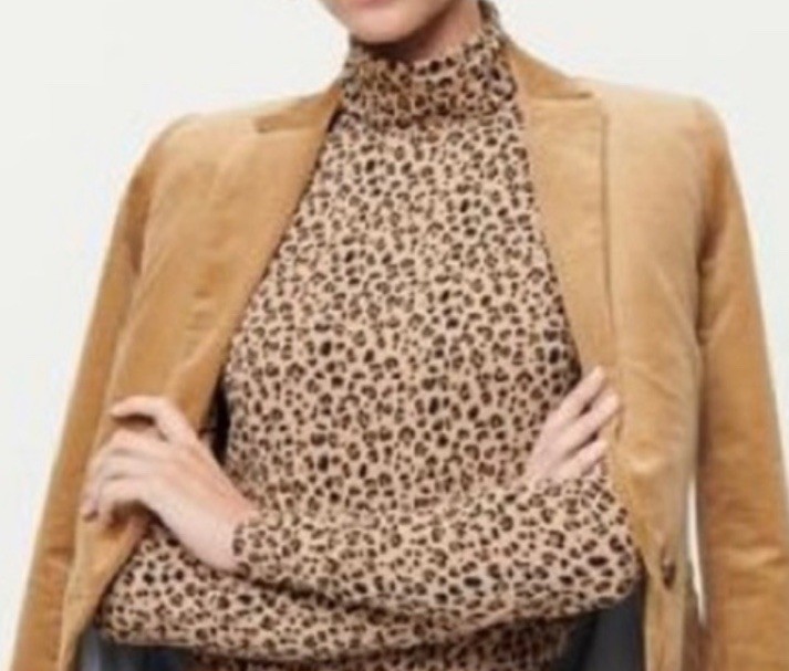 J CREW Lightweight TURTLE NECK LEOPARD PRINT SIZE… - image 2