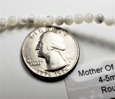 4-5mm Mother of Pearl MOP Round Gemstone Beads 8-Inch Strand