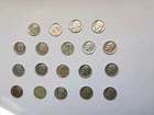 19 count Roosevelt Dimes 90% Silver 1950s US coins