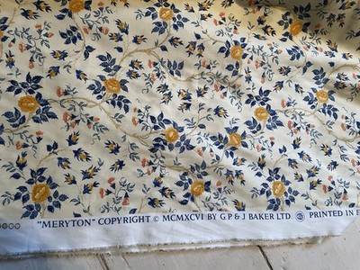 3 Meter seltener Vintage G P & J Baker Stoff Meryton Rollenende X130cm unbenutzt B44