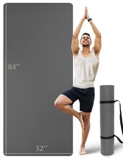 Extra Long  Wide Thick Yoga Mat for Tall Men  Women, 84'' x 32'' x 7mm Gray