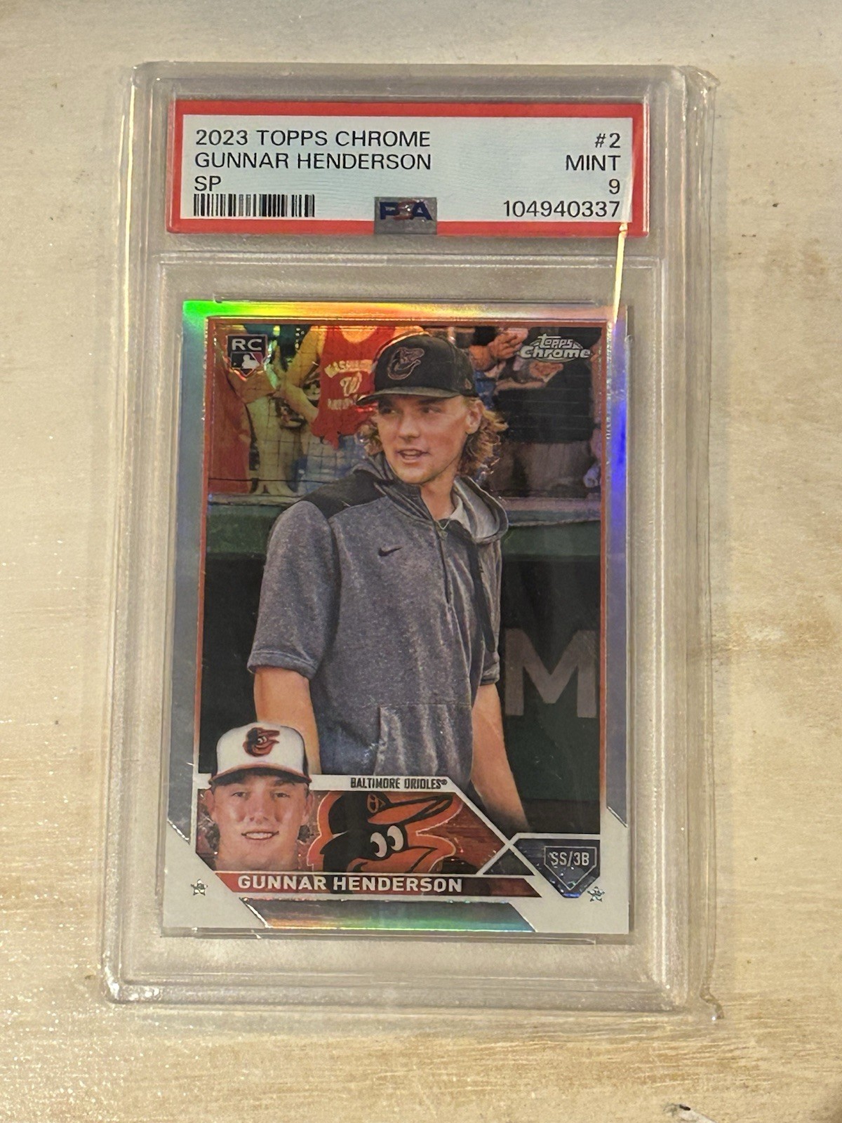 2023 Topps Chrome Image Variation Gunnar Henderson #2 Warmup Clothes PSA 9 Sh