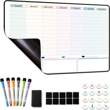 Lavagna Magnetica Settimanale, Calendario Planner Cancellabile 42×28Cm per Frigo