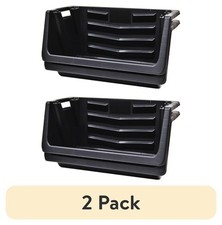  2 pack Hyper Tough Heavy Duty Nesting Plastic Stack Bin, Black