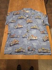 Vintage Paradise Found Hawaiian Shirt Button Up Size 2xl Motorcycle Floral